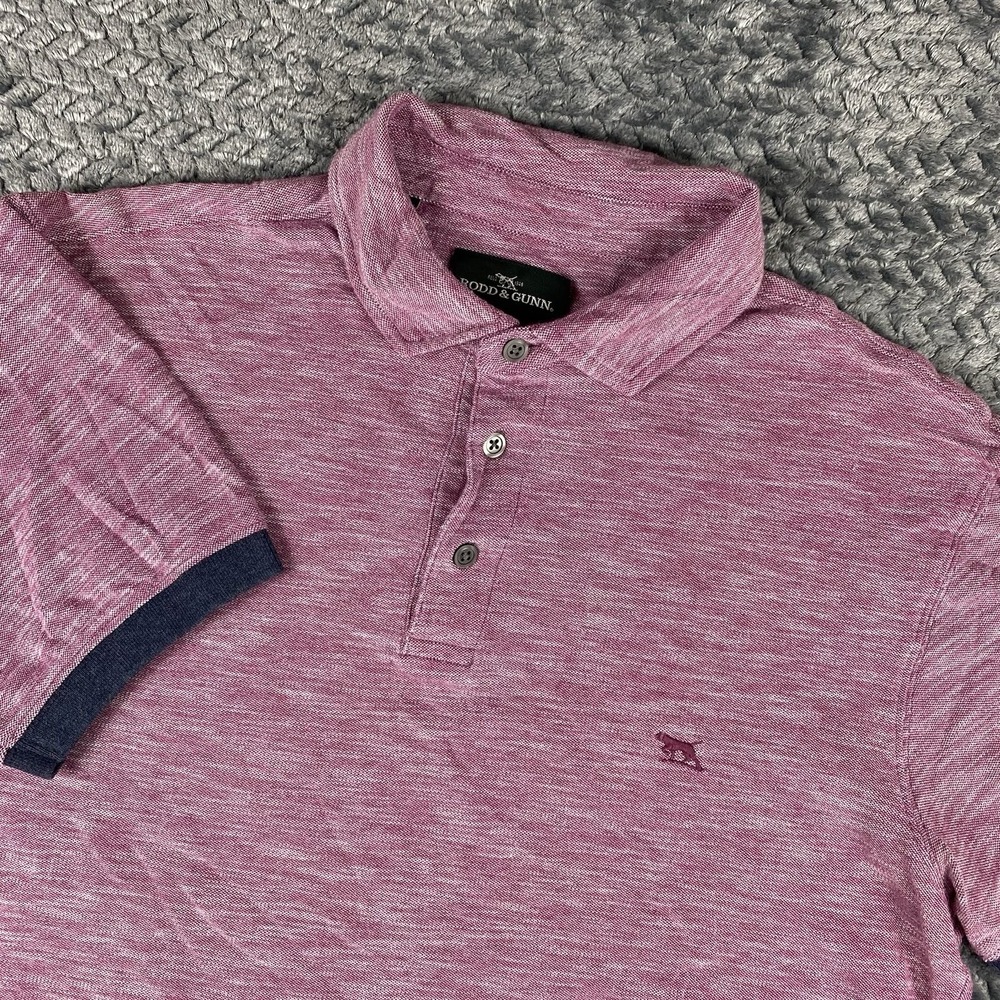 Rodd & Gunn Polo Shirt Mens Medium Purple Solid Embroidered Dog Logo Casual